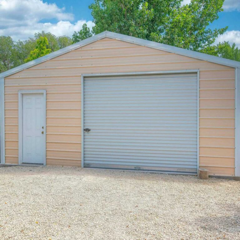 Steel garage with roll-up door
