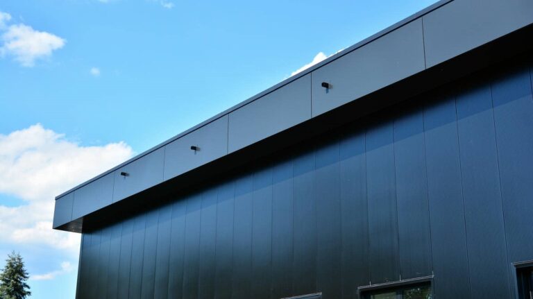 Modern industrial building with blue sky