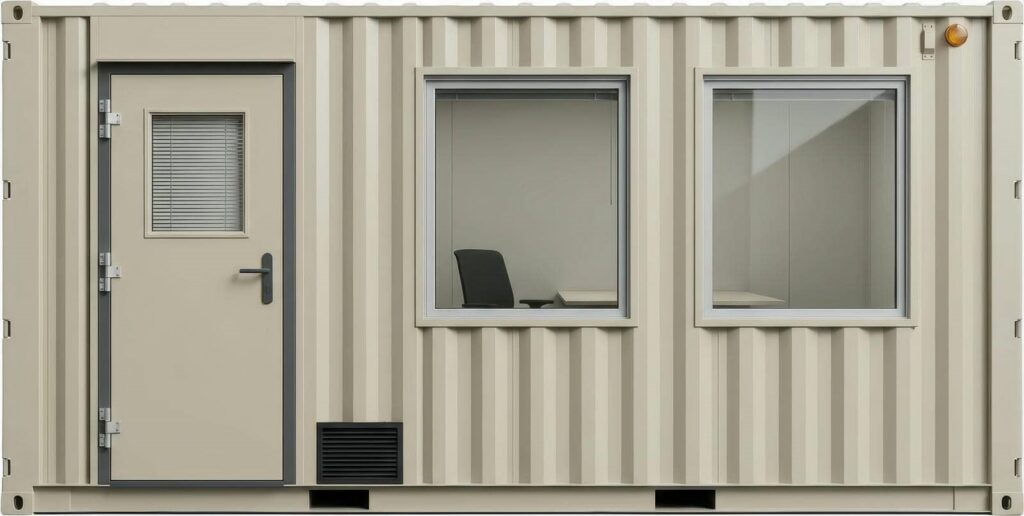 Container office with windows and door