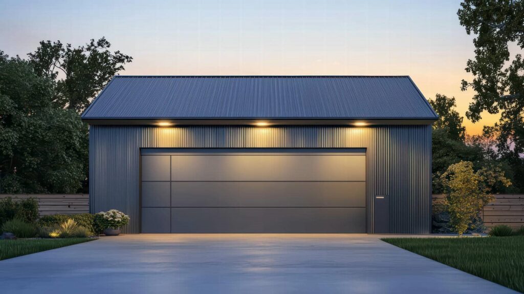 Modern steel garage with sleek design