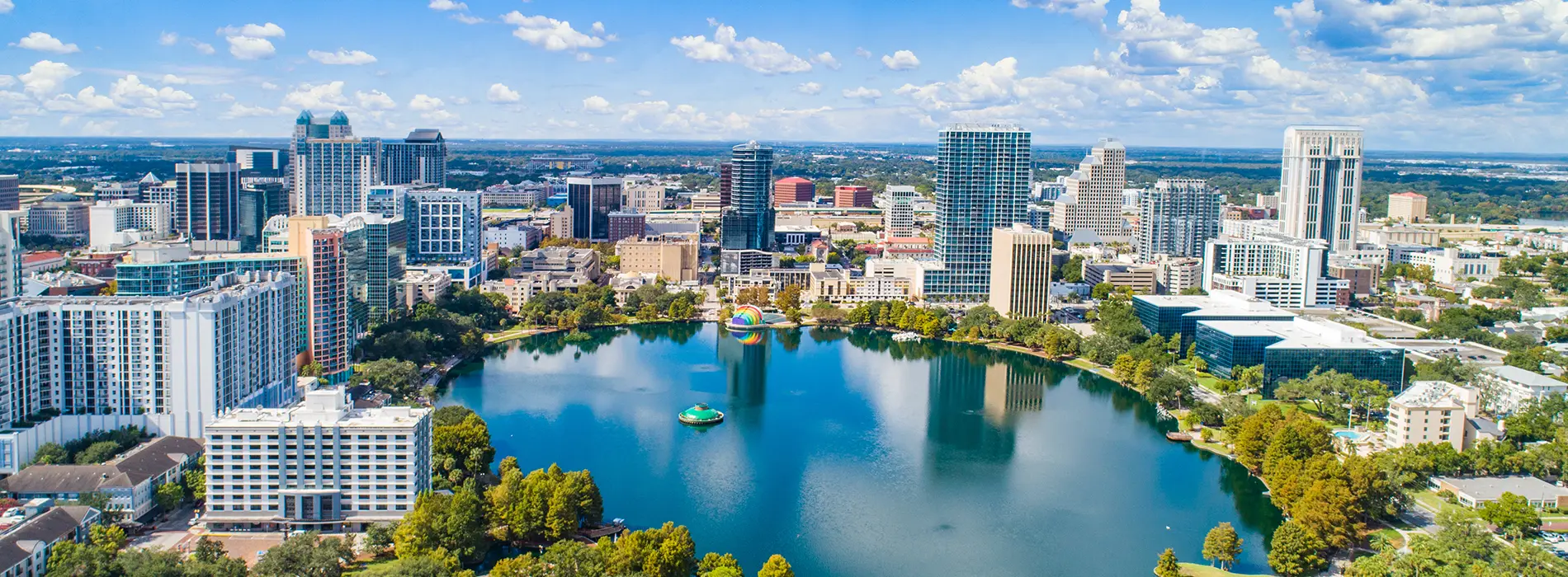Florida metal buildings near the Orlando skyline