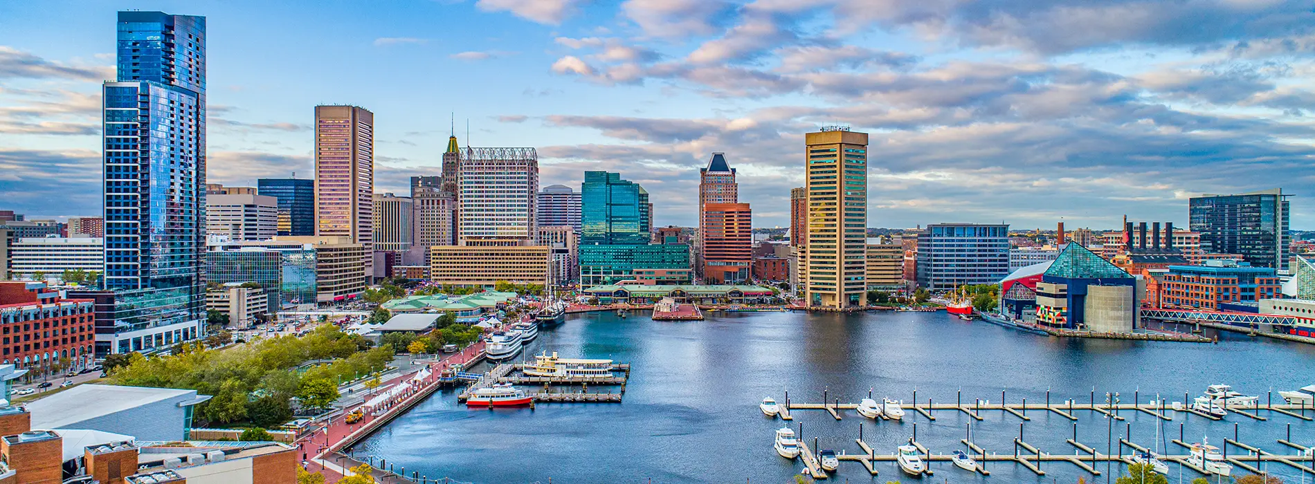 Maryland metal buildings near the Baltimore skyline