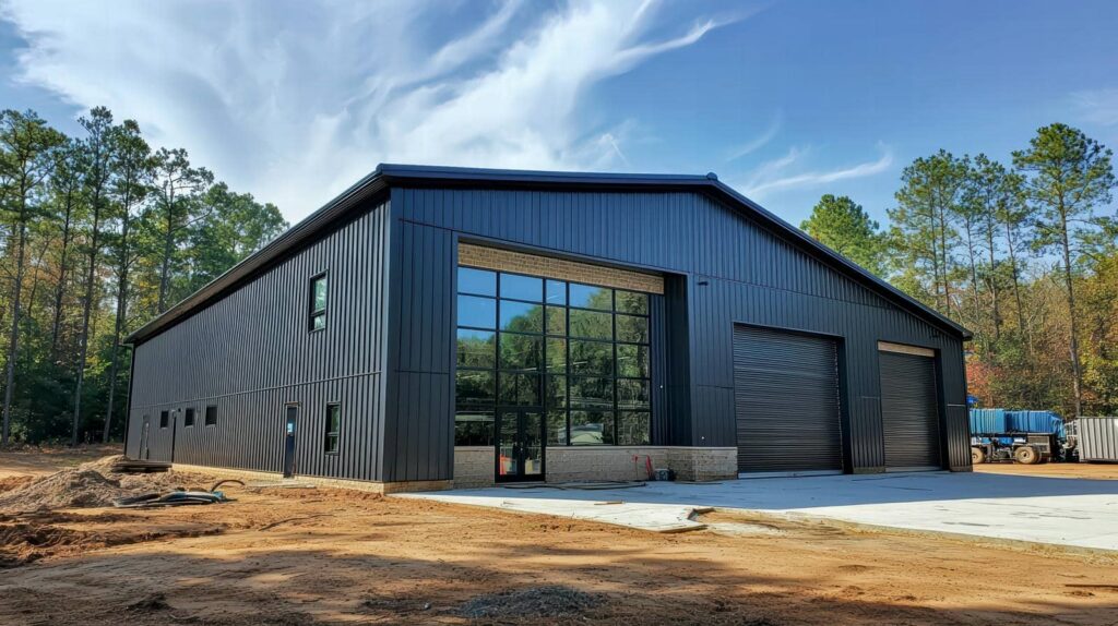 Modern steel agricultural building exterior
