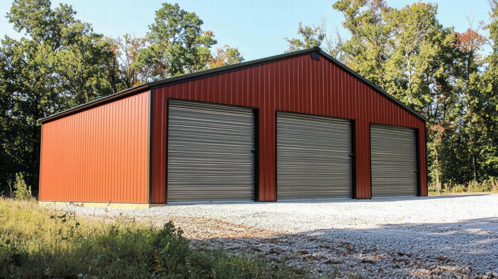 Large red agricultural steel structure