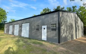 A 3 stall custom metal garage building