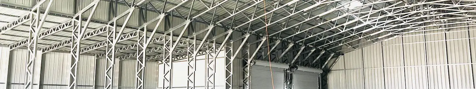 Interior view of one of our metal buildings for sale showing quality steel construction