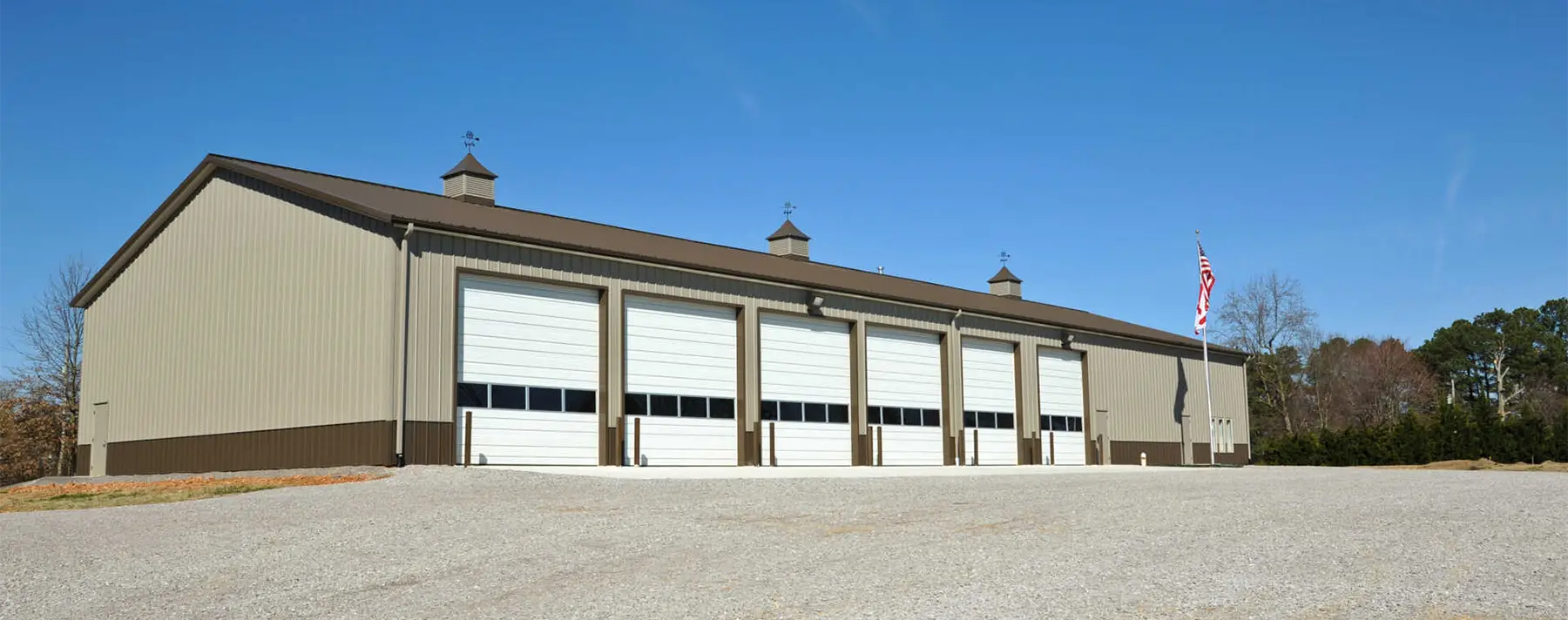 Wide exterior building view from a metal building company