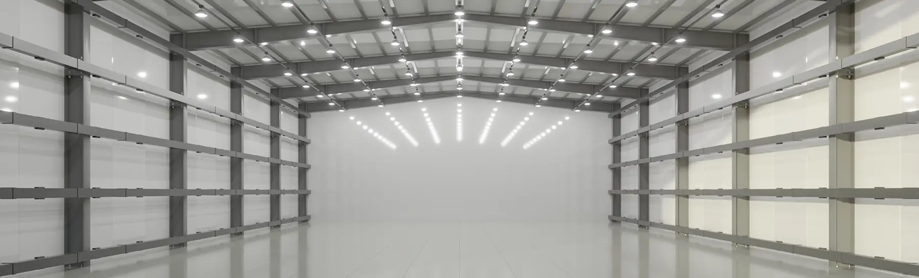 Bright interior of one of our custom steel buildings from a trusted metal building company